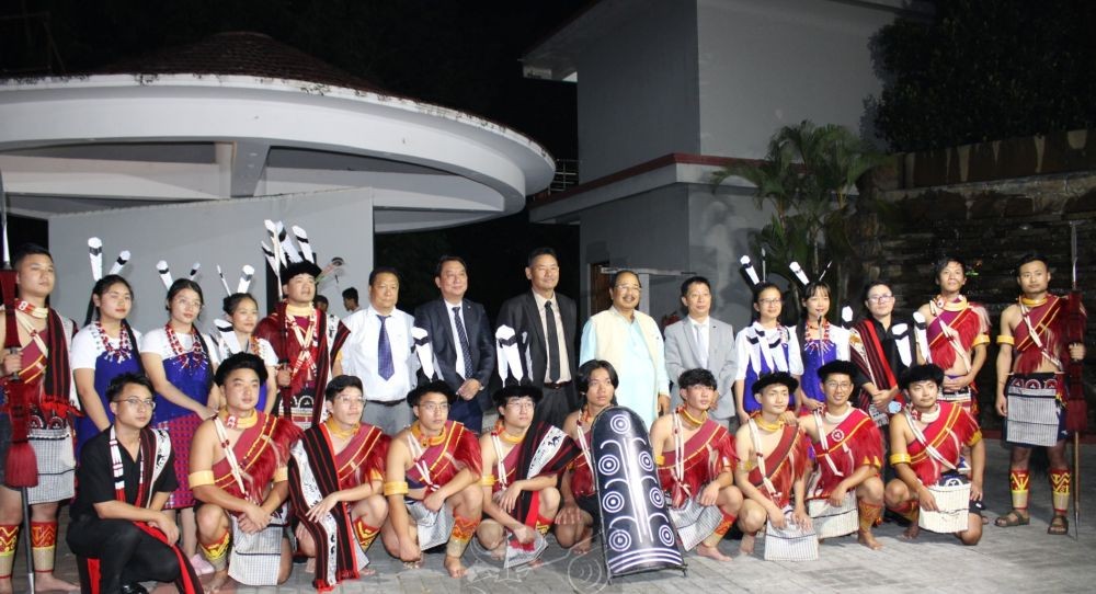 Advisor, Imkong L Imchen with officials and participants during the social night at Niathu Resort, Chümoukedima on October 13. (DIPR Photo)